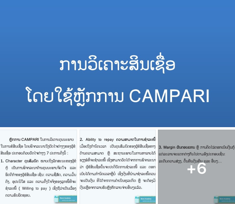 ຫຼັກການ CAMPARI  ໃນການວິເຄາະສິນເຊື່ອ