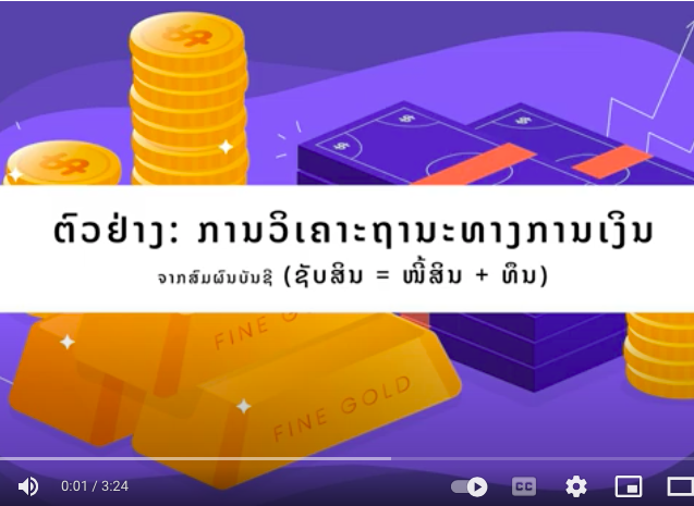Ep 3 3 ຕົວຢ່າງ ການວິເຄາະຖານະທາງການເງິນ